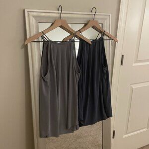 Green Envelope Women's Gray & Navy Blue Set of 2 Halter Tank Tops Size S